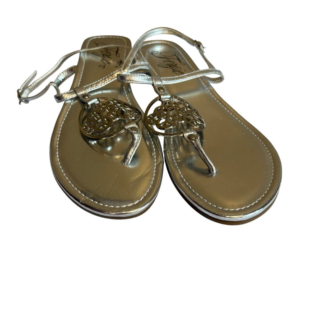 Fergies Silver Summer Thong Sandals Size 10.5